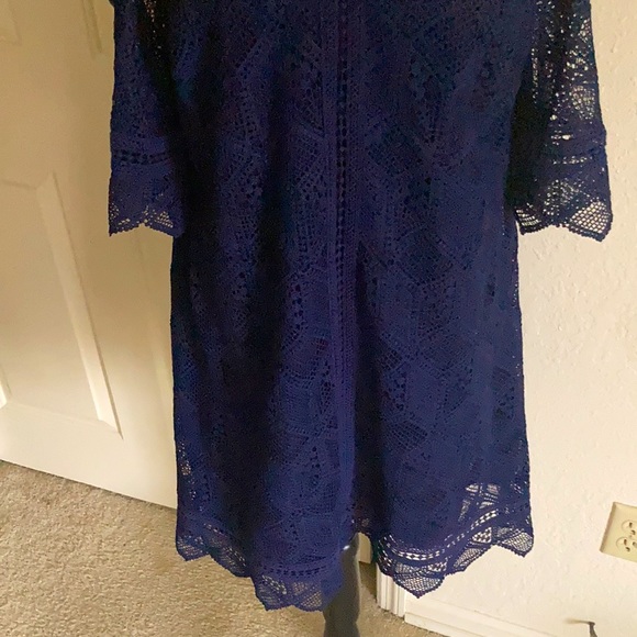 Lovely - Laundry by Shelli Segal Los Angela’s - Size 6 Navy Blue Lace Dress - Picture 8 of 16
